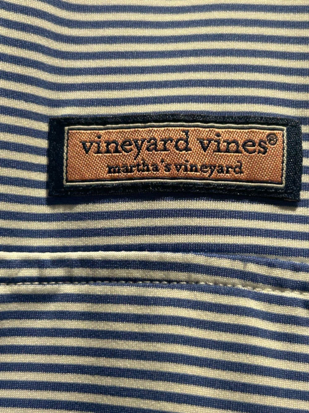 Vineyard Vines Blue Striped Performance Sankaty Shep Shirt Quarter-Zip Pullover - Picture 7 of 11